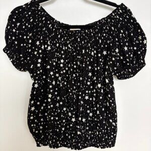 Ava Sky Off The Shoulder Crop Top- Star Print (Large)